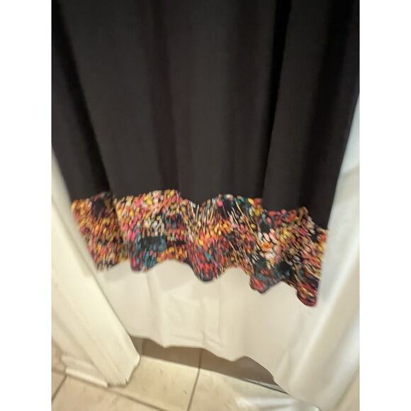 Pioneer Woman Black Floral Border Print Shift Dress Sz L Boho Cottage Prairie - Picture 2 of 5